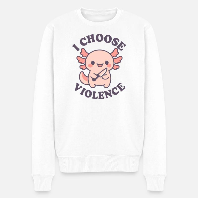 Rebellisches süßes Axolostol – Ich wähle Gewalt - Männer Premium Bio Pullover - Weiß