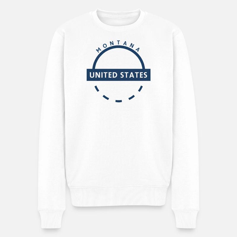 Montana US Emblem Runder Ring - Männer Premium Bio Pullover - Weiß