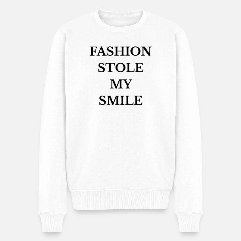 Die Mode hat mein Lächeln gestohlen - Männer Premium Bio Pullover - Weiß