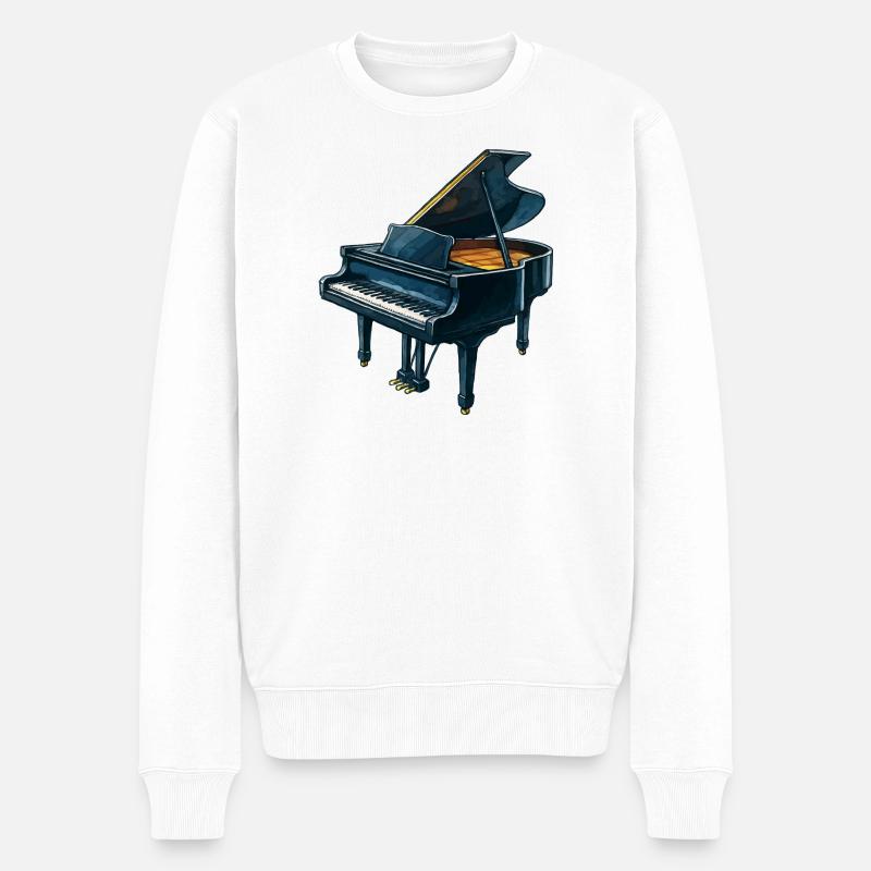 Piano à queue de concert bleu - Pull Premium bio Homme - blanc