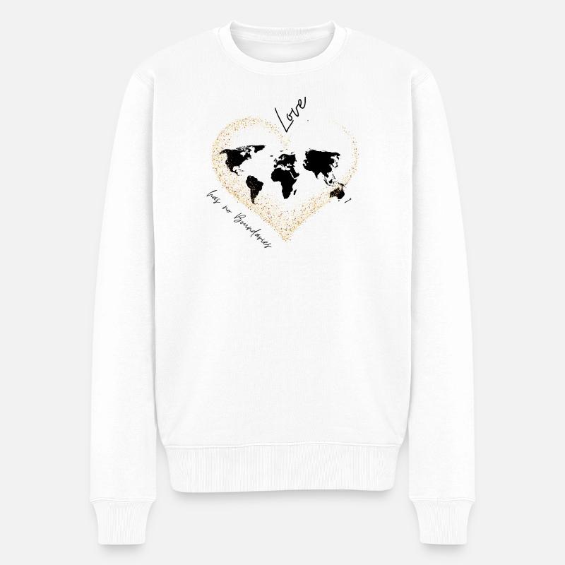 Love has no boundaries coeur doré - Pull Premium bio Homme - blanc