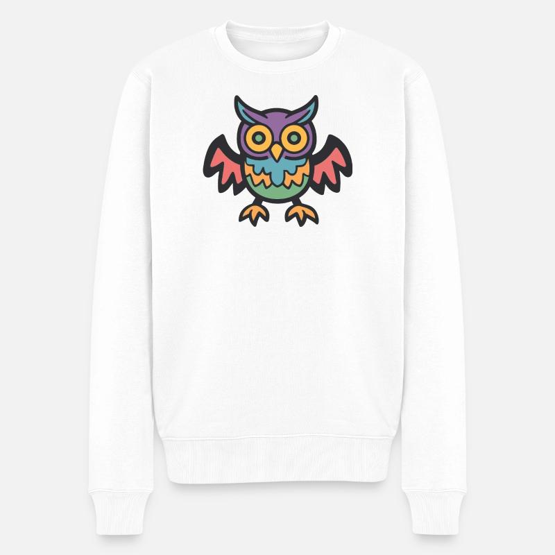Eule Halloween Zombie - Männer Premium Bio Pullover - Weiß