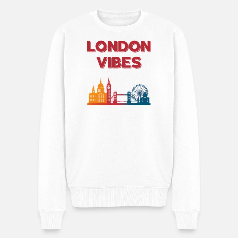London Vibes Rainbow Skyline - Pull Premium bio Homme - blanc