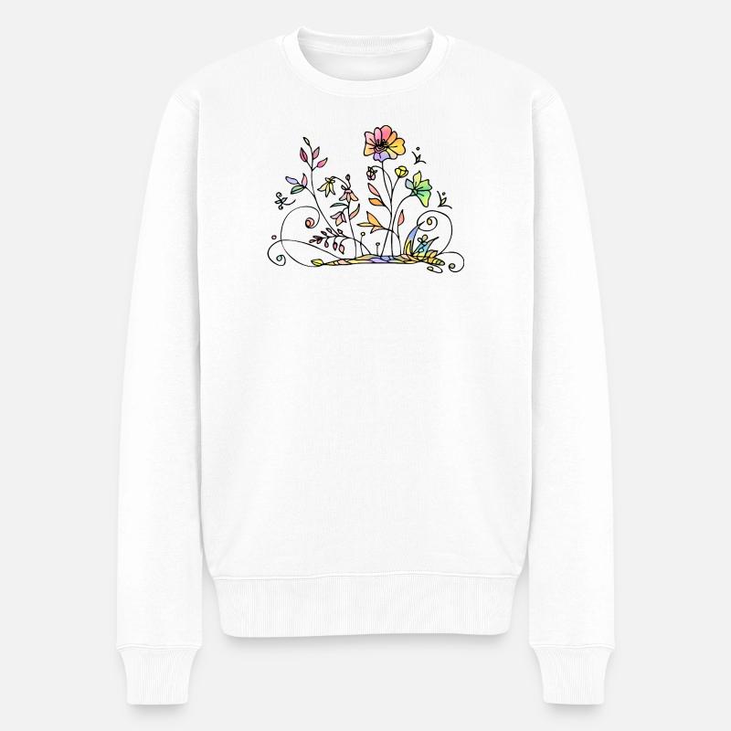 Blumen - Männer Premium Bio Pullover - Weiß