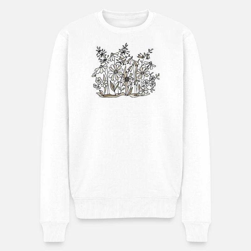 Blumen - Männer Premium Bio Pullover - Weiß