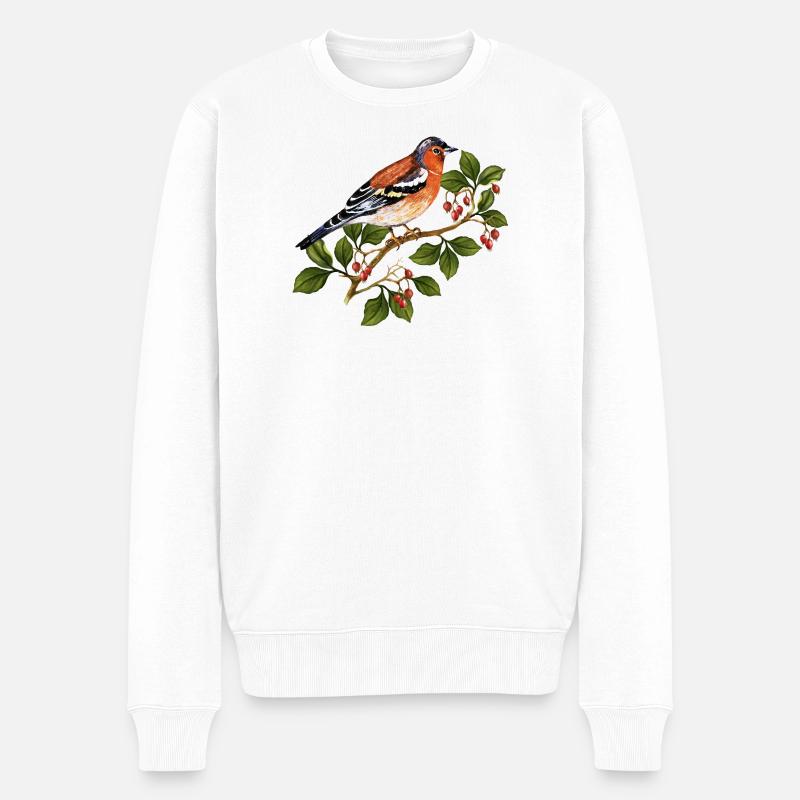 Bunter Vogel - Männer Premium Bio Pullover - Weiß