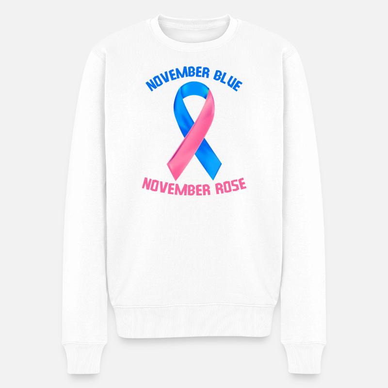 November Blau November Rose - Männer Premium Bio Pullover - Weiß