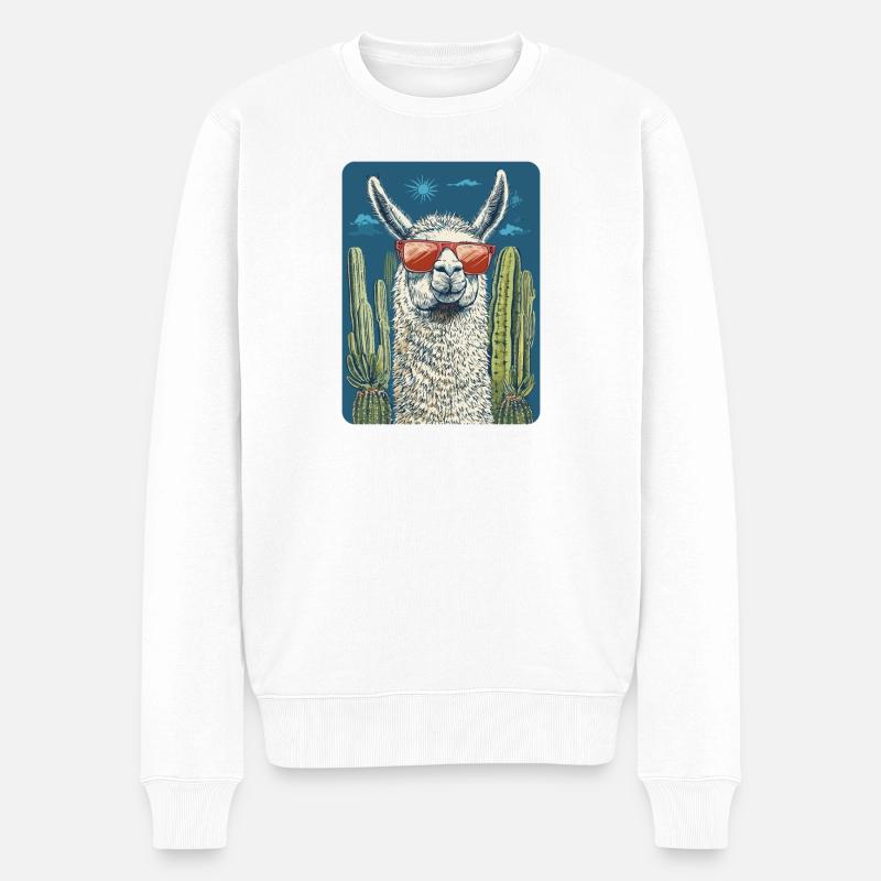Lama - Männer Premium Bio Pullover - Weiß