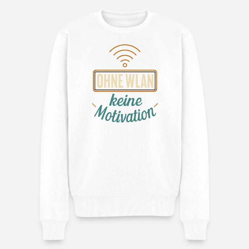 Ohne WLAN keine Motivation - Männer Premium Bio Pullover - Weiß