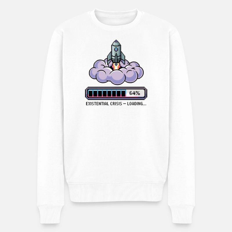 Digital Retro – Existential Crisis – Loading... - Männer Premium Bio Pullover - Weiß