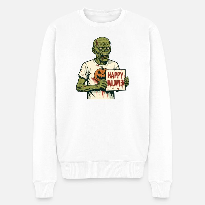 Halloween Party T-Shirt - Männer Premium Bio Pullover - Weiß