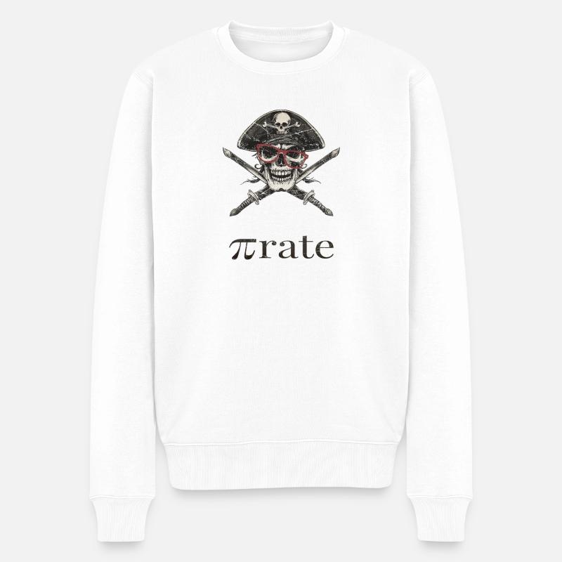 Pirate nerd avec des lunettes - Pull Premium bio Homme - blanc