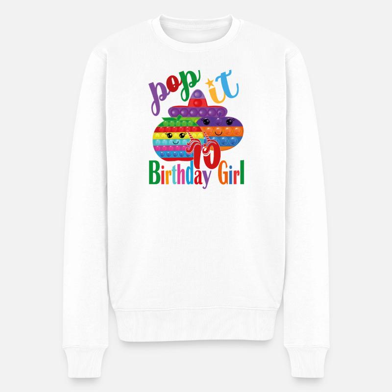 pop-it Fille d’anniversaire 10 - Pull Premium bio Homme - blanc