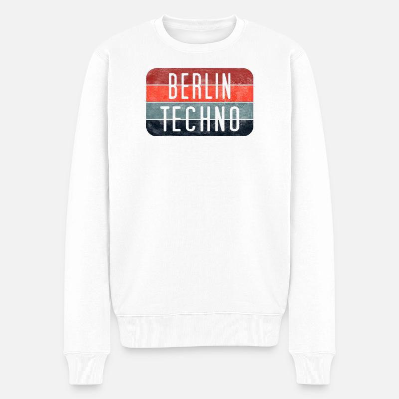 Berlin Techno Text - Männer Premium Bio Pullover - Weiß