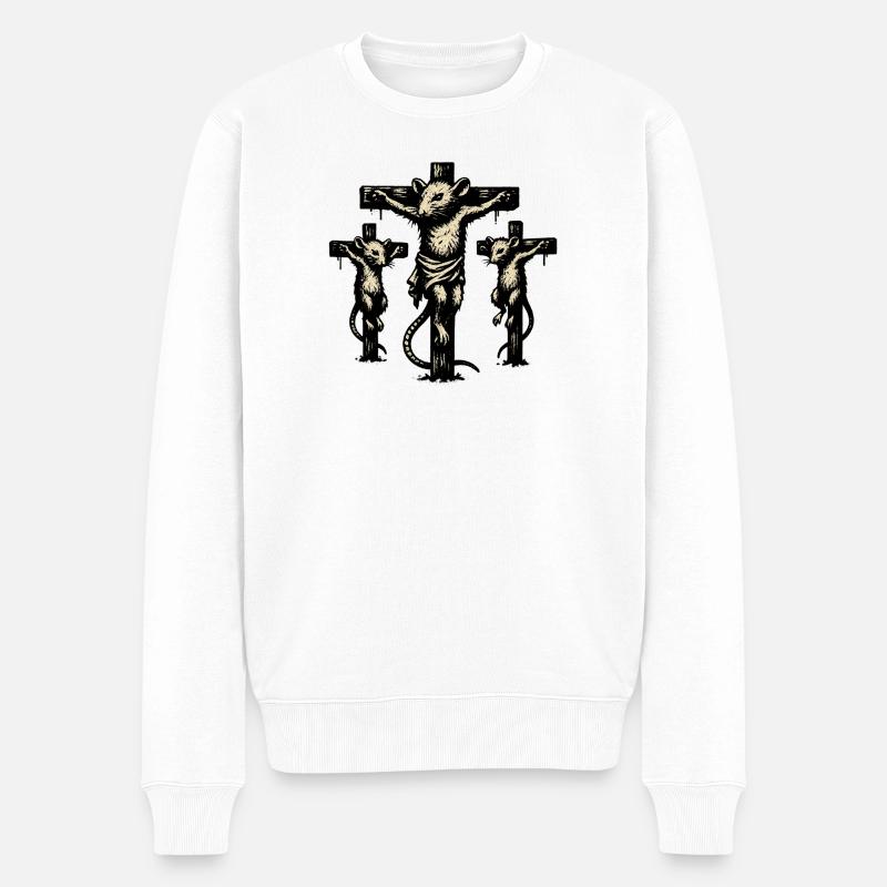 Rattenkreuz Triptychon Illustration - Männer Premium Bio Pullover - Weiß