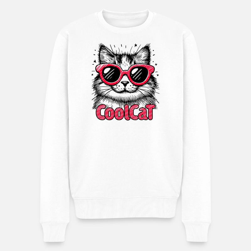 Chat cool 1 - Pull Premium bio Homme - blanc