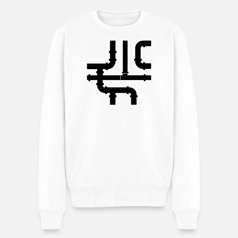 Schwarzrohr Netz Muster - Männer Premium Bio Pullover - Weiß