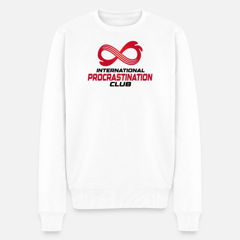 Internationaler Prokrastinationsclub - Männer Premium Bio Pullover - Weiß