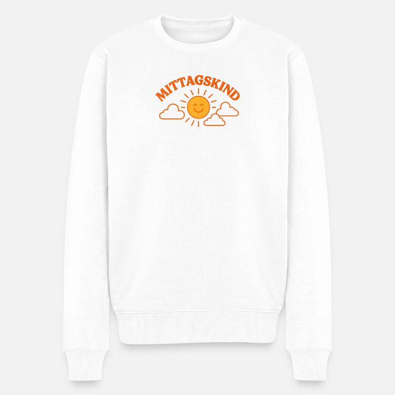 Mittagskind Vibes - Männer Premium Bio Pullover - Weiß