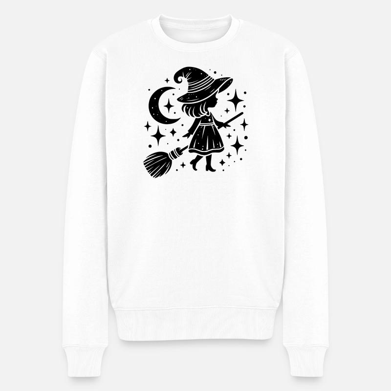 Hexen-Motiv Halloween - Männer Premium Bio Pullover - Weiß