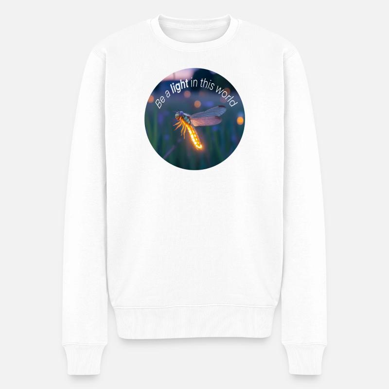 Luciole lumineuse avec un message positif - Pull Premium bio Homme - blanc