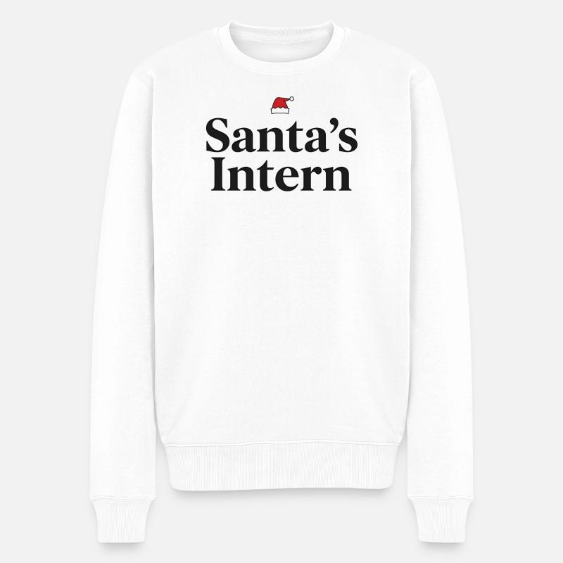 Santa’s Intern Funny Christmas Design - Männer Premium Bio Pullover - Weiß