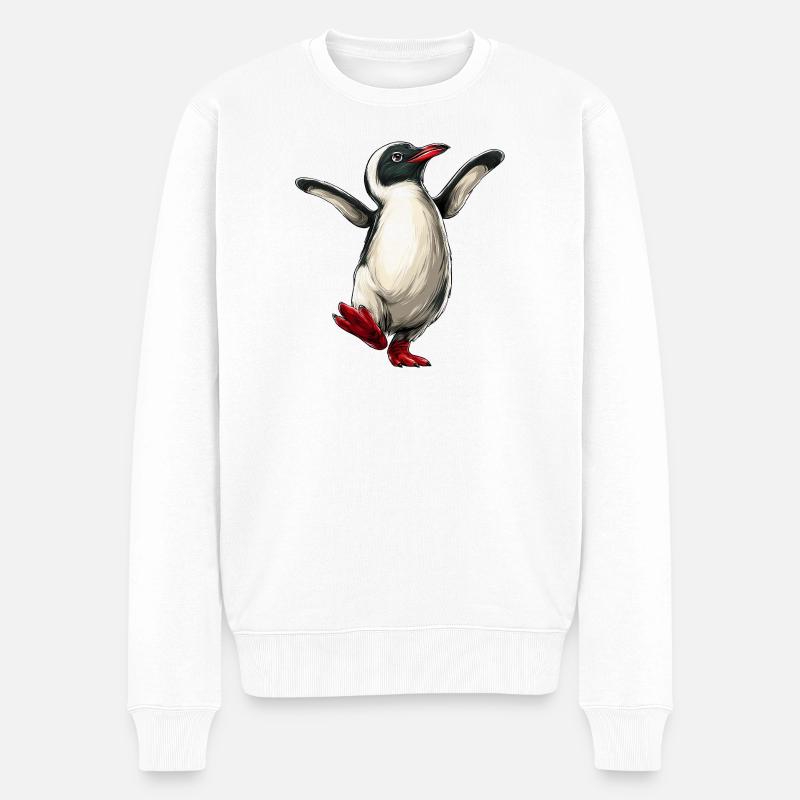 fröhlicher Pinguin :) - Männer Premium Bio Pullover - Weiß