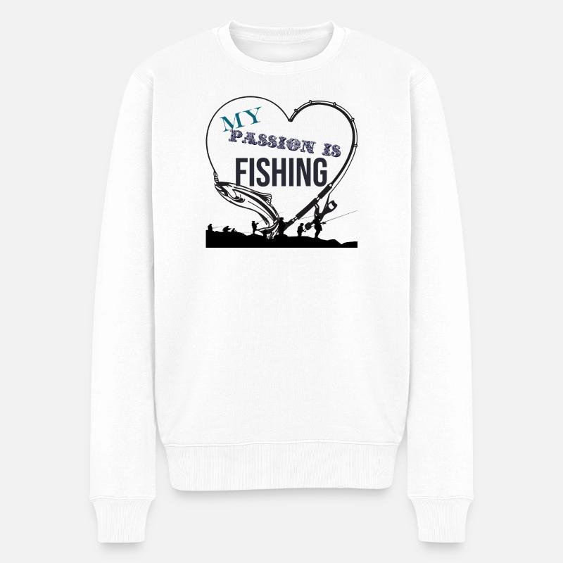 my_passion_is_fishing_ - Männer Premium Bio Pullover - Weiß