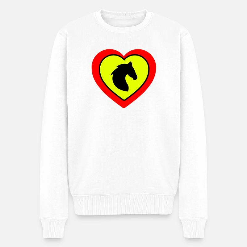 Pferde - Männer Premium Bio Pullover - Weiß