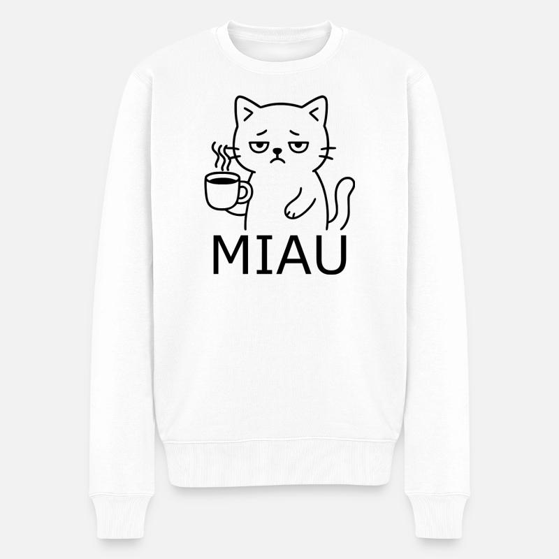 Müde Katze - Männer Premium Bio Pullover - Weiß