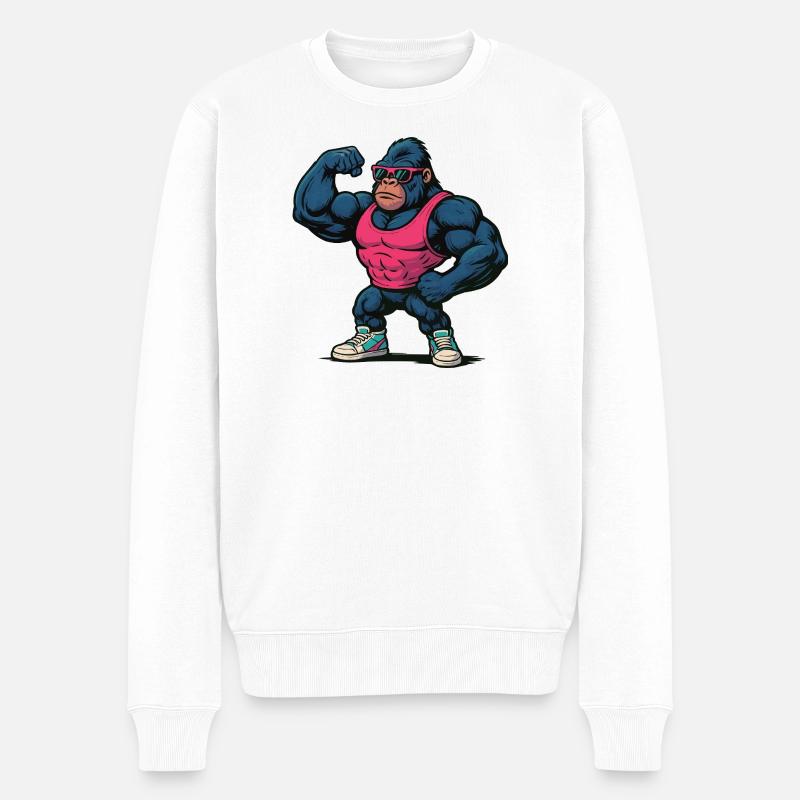 Gorilla Power Pink Tank - Männer Premium Bio Pullover - Weiß