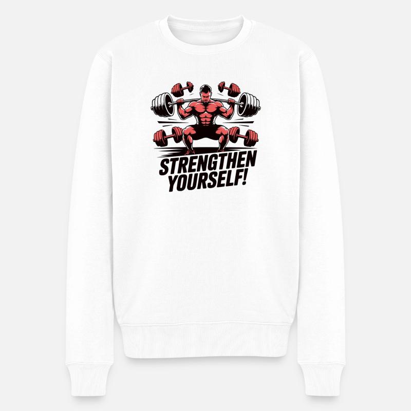 Beast Lift Stärken Sie sich - Männer Premium Bio Pullover - Weiß
