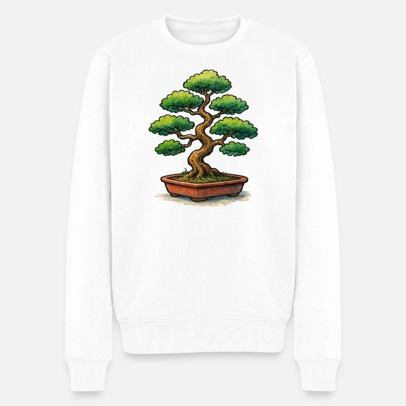 Bonsai im Topf Zen Baumkunst - Männer Premium Bio Pullover - Weiß