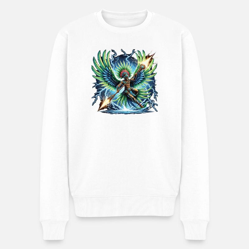 Weltengestalt Flügelkrieger Azteken - Männer Premium Bio Pullover - Weiß