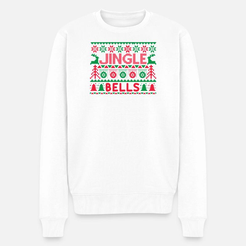 Hässlicher Pullover – Jingle Bells Strickmuster - Männer Premium Bio Pullover - Weiß