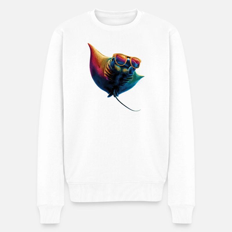 Manta Rochen Teufelsrochen Stachelrochen Taucher - Männer Premium Bio Pullover - Weiß