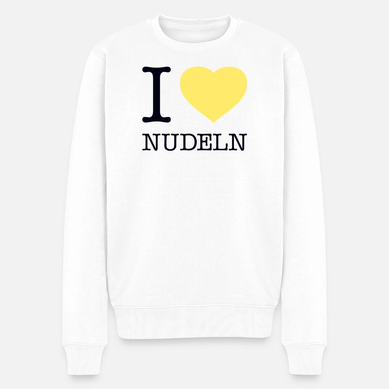 I love Nudeln - Männer Premium Bio Pullover - Weiß