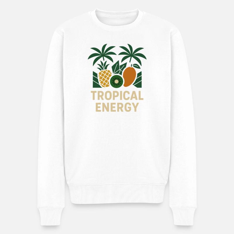 Énergie tropicale – Conception de fruits estivaux - Pull Premium bio Homme - blanc