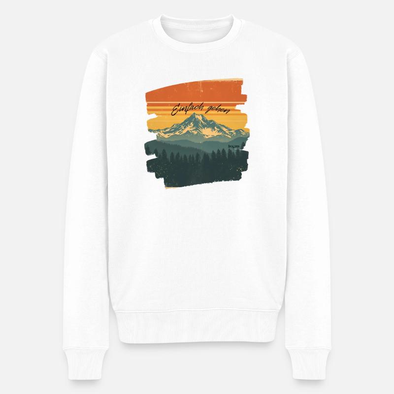 Jacaranda "Einfach gehen" Berglandschaft - Männer Premium Bio Pullover - Weiß