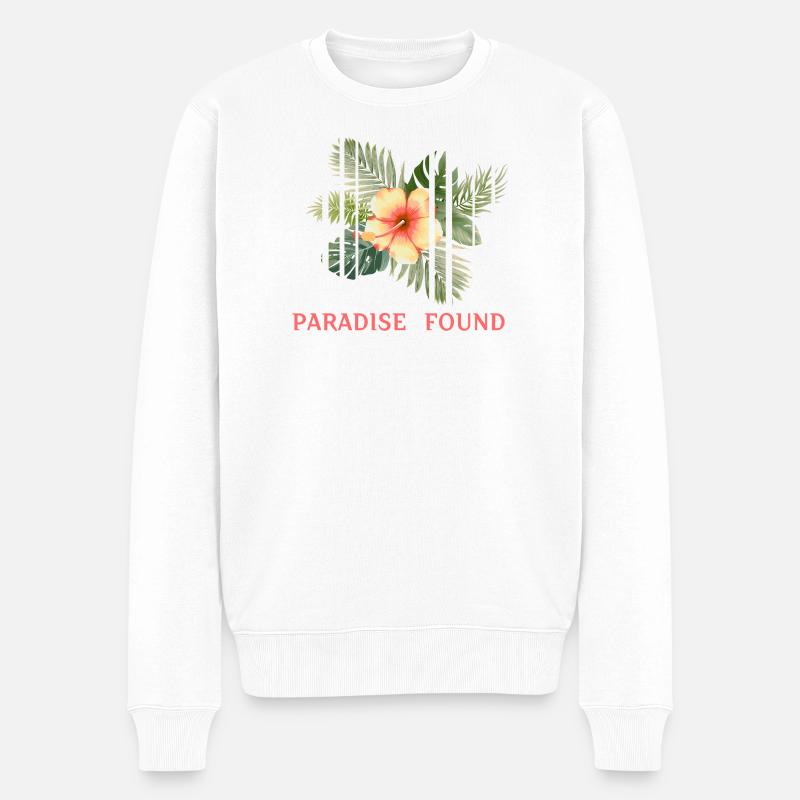 Paradis Tropical Hibiscus Fragmenté - Pull Premium bio Homme - blanc