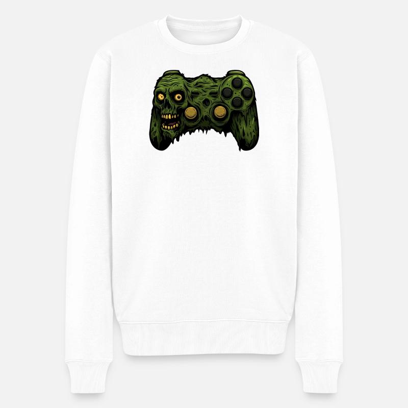 Zombie Controller Grunge Tee - Männer Premium Bio Pullover - Weiß