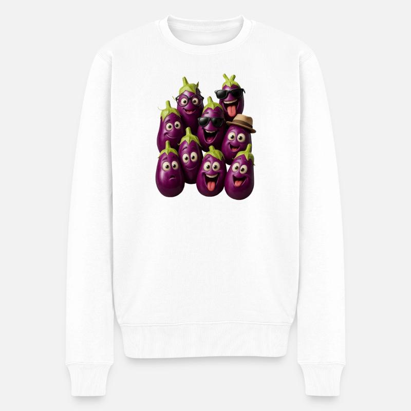 Lustige Auberginen Bande - Männer Premium Bio Pullover - Weiß