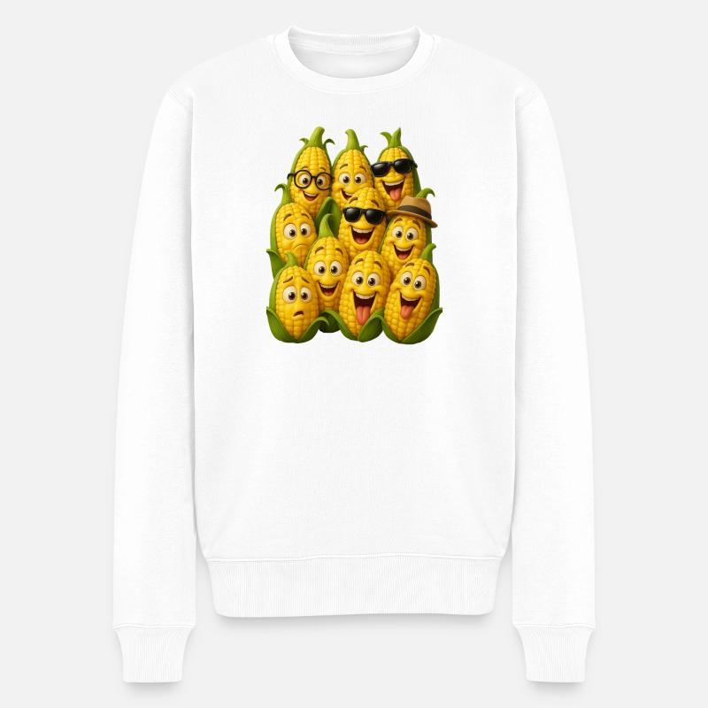 Lustige Maiskolben Truppe - Männer Premium Bio Pullover - Weiß