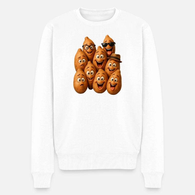 Lachende Kartoffeltruppe - Männer Premium Bio Pullover - Weiß