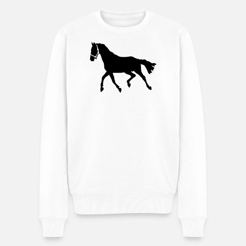Pferd - Männer Premium Bio Pullover - Weiß