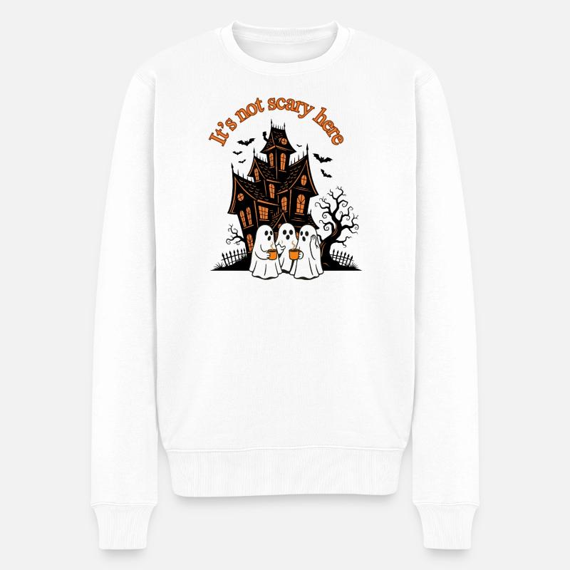 Es ist nicht beängstigend hier - Männer Premium Bio Pullover - Weiß