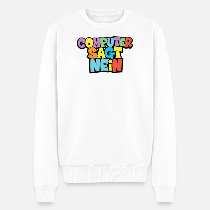 Bunte Computer Sagt Nein Grafik - Männer Premium Bio Pullover - Weiß