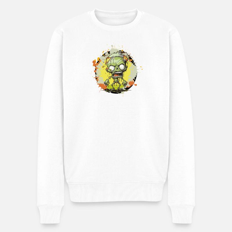  Zombie Splatter Cartoon - Männer Premium Bio Pullover - Weiß