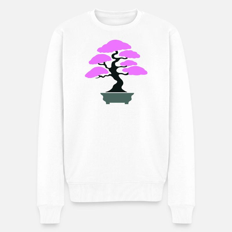 Pink Canopy Bonsai Silhouette - Männer Premium Bio Pullover - Weiß