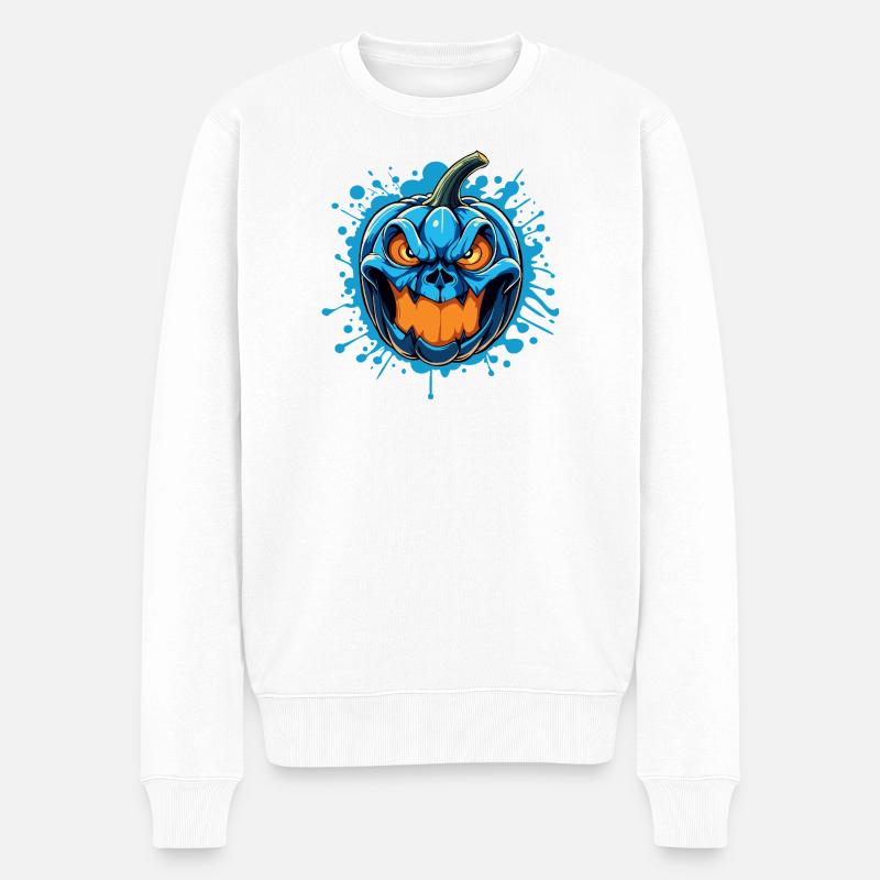 WÜTENDER KÜRBIS - Männer Premium Bio Pullover - Weiß